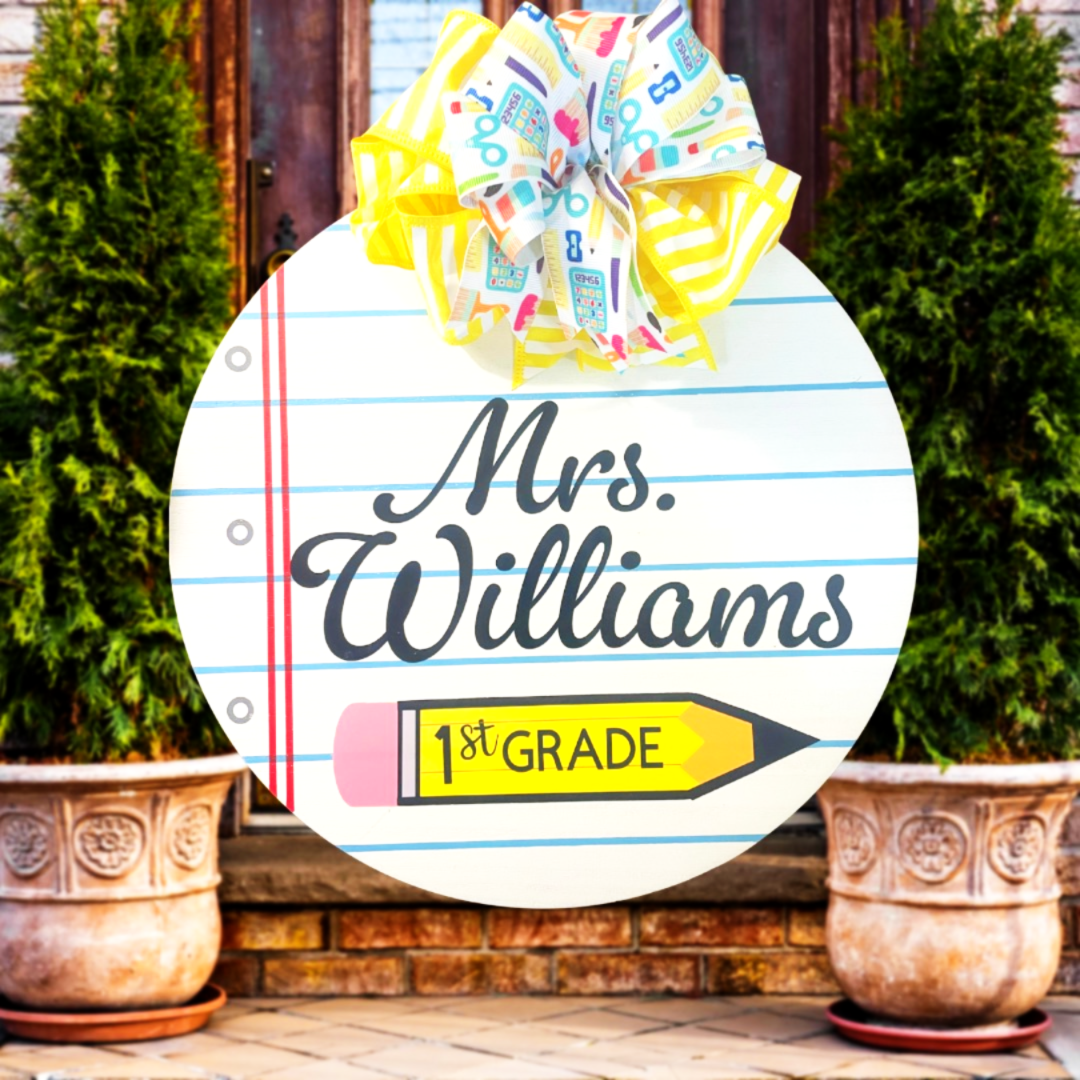 School Paper Round Door Sign
